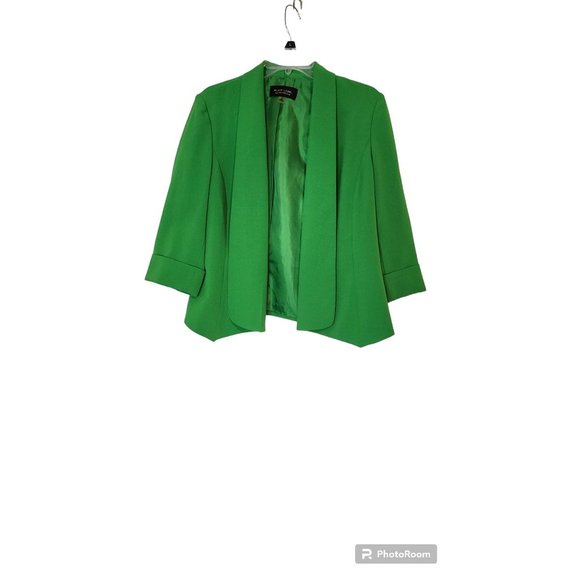 Black Label by Evan Picone Jackets & Blazers - Green Short Length Blazer Jacket with Cuffed Sleeves-Black Label b…